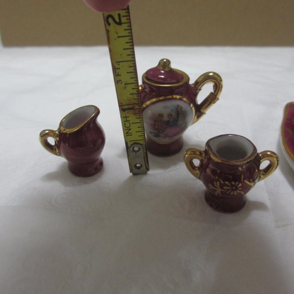 Small ceramic doll's tea coffee set 7 pc. Vintage - Picture 6 of 13